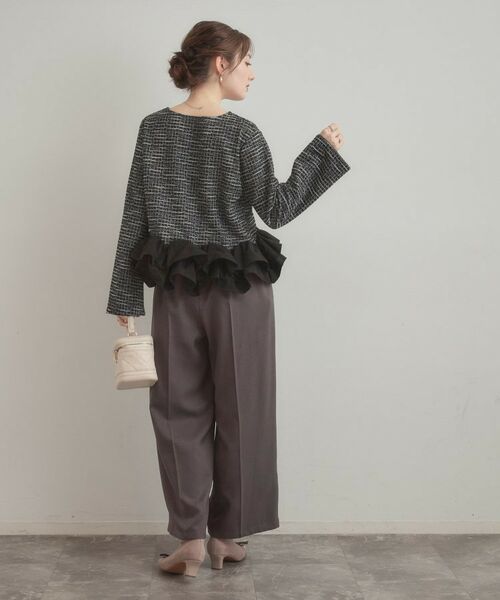 Couture Brooch / クチュールブローチ カットソー | カットツイード裾フリルプルオーバー | 詳細6
