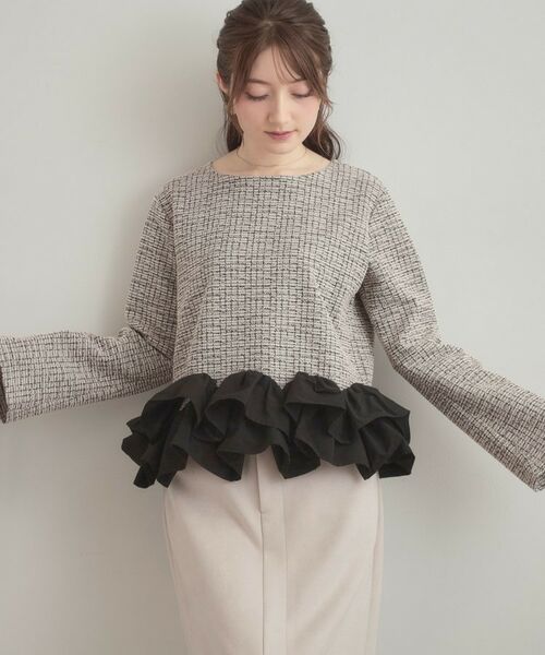 Couture Brooch / クチュールブローチ カットソー | カットツイード裾フリルプルオーバー | 詳細8