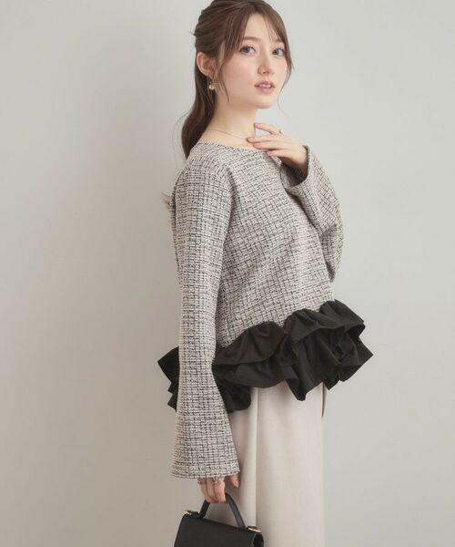 Couture Brooch / クチュールブローチ カットソー | カットツイード裾フリルプルオーバー | 詳細9