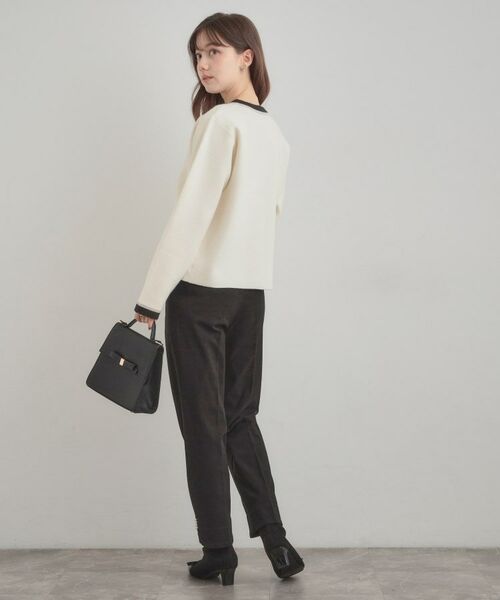 Couture Brooch / クチュールブローチ カーディガン・ボレロ | 【通勤・大人上品】ムースタッチジャカード 配色スカラカーディ | 詳細4