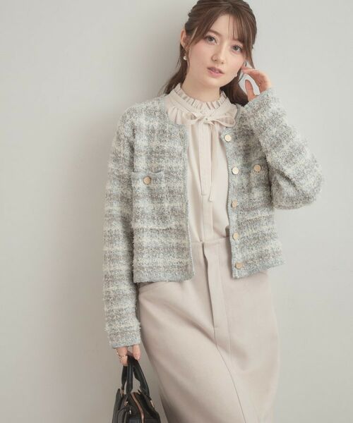 Couture Brooch / クチュールブローチ カーディガン・ボレロ | ツイード編みカーディガン | 詳細8