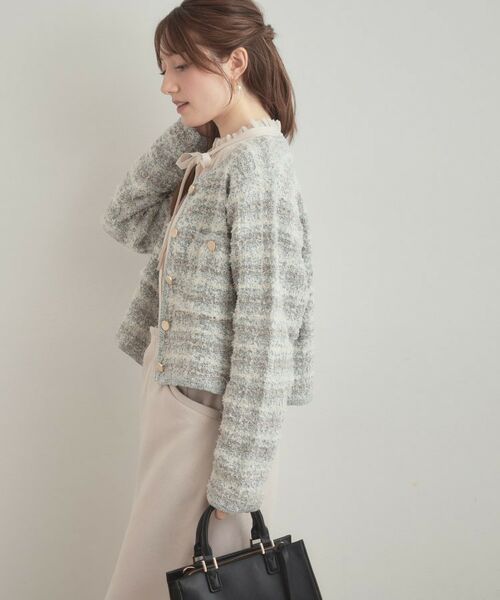 Couture Brooch / クチュールブローチ カーディガン・ボレロ | ツイード編みカーディガン | 詳細9