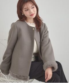 Couture Brooch / クチュールブローチ その他アウター | 【大人レディ・フェイクファー取り外し可能】ケープ風ショートコート