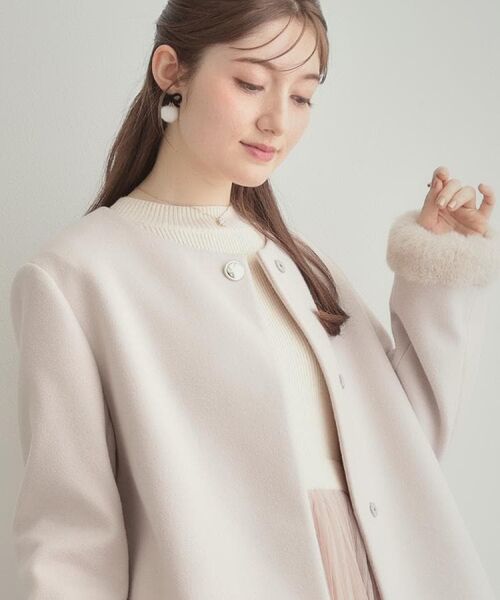 Couture Brooch / クチュールブローチ その他アウター | 【大人レディ・フェイクファー取り外し可能】ケープ風ショートコート | 詳細13