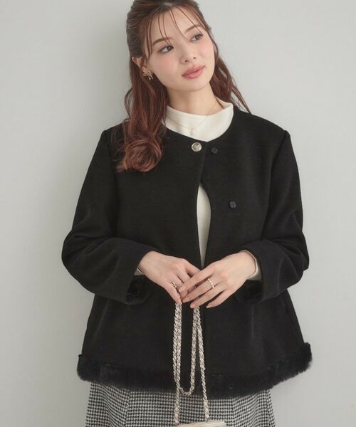 Couture Brooch / クチュールブローチ その他アウター | 【大人レディ・フェイクファー取り外し可能】ケープ風ショートコート | 詳細26