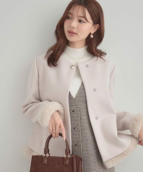 Couture Brooch / クチュールブローチ その他アウター | 【大人レディ・フェイクファー取り外し可能】ケープ風ショートコート | 詳細5