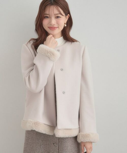 Couture Brooch / クチュールブローチ その他アウター | 【大人レディ・フェイクファー取り外し可能】ケープ風ショートコート | 詳細6