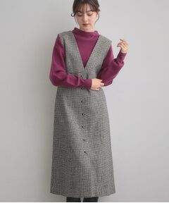 Couture Brooch / クチュールブローチ ミニ丈・ひざ丈ワンピース | 【クラシカル・通勤】ラメ千鳥釦デザインジャンスカ