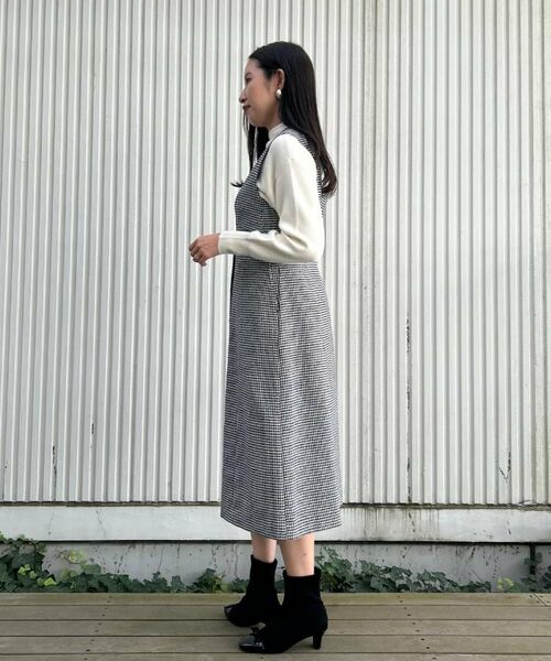 Couture Brooch / クチュールブローチ ミニ丈・ひざ丈ワンピース | 【クラシカル・通勤】ラメ千鳥釦デザインジャンスカ | 詳細10