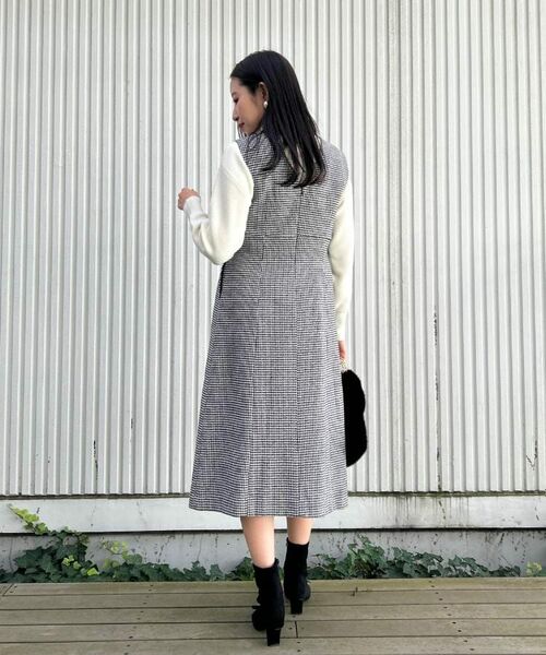Couture Brooch / クチュールブローチ ミニ丈・ひざ丈ワンピース | 【クラシカル・通勤】ラメ千鳥釦デザインジャンスカ | 詳細11