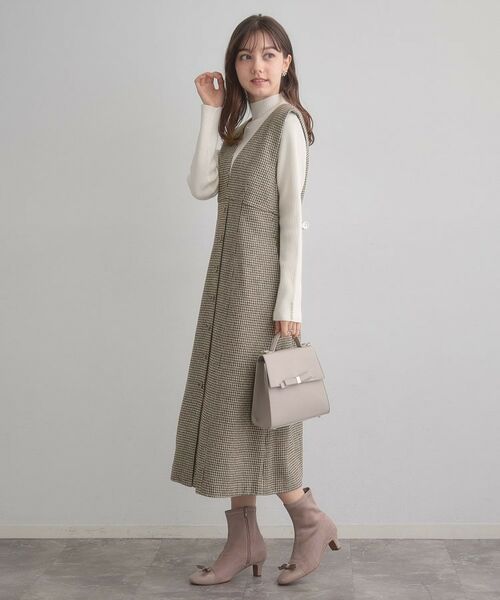 Couture Brooch / クチュールブローチ ミニ丈・ひざ丈ワンピース | 【クラシカル・通勤】ラメ千鳥釦デザインジャンスカ | 詳細14