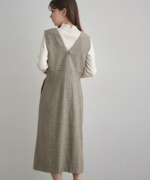 Couture Brooch / クチュールブローチ ミニ丈・ひざ丈ワンピース | 【クラシカル・通勤】ラメ千鳥釦デザインジャンスカ | 詳細18