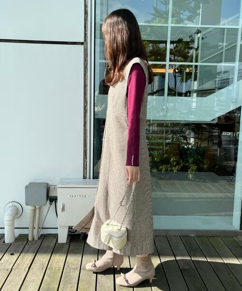 Couture Brooch / クチュールブローチ ミニ丈・ひざ丈ワンピース | 【クラシカル・通勤】ラメ千鳥釦デザインジャンスカ | 詳細28