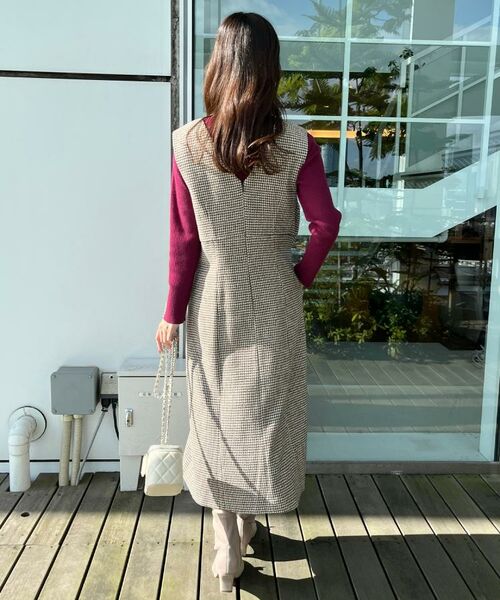 Couture Brooch / クチュールブローチ ミニ丈・ひざ丈ワンピース | 【クラシカル・通勤】ラメ千鳥釦デザインジャンスカ | 詳細29