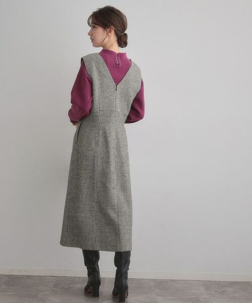 Couture Brooch / クチュールブローチ ミニ丈・ひざ丈ワンピース | 【クラシカル・通勤】ラメ千鳥釦デザインジャンスカ | 詳細3