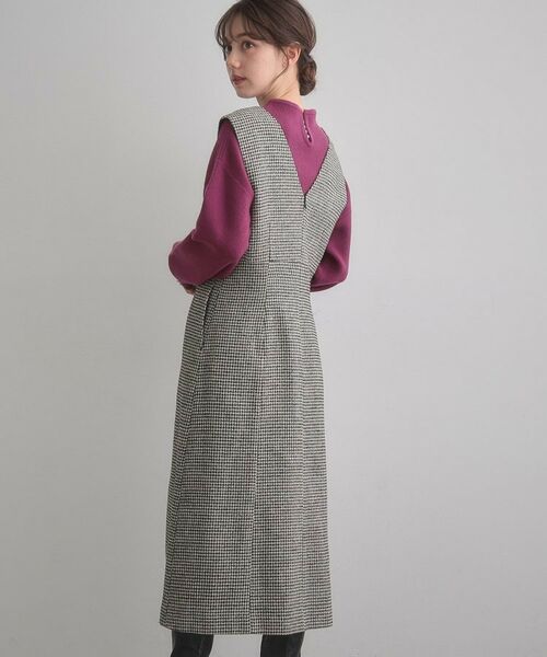 Couture Brooch / クチュールブローチ ミニ丈・ひざ丈ワンピース | 【クラシカル・通勤】ラメ千鳥釦デザインジャンスカ | 詳細6