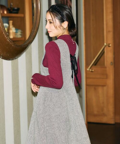 Couture Brooch / クチュールブローチ ロング・マキシ丈ワンピース | 【通勤・大人上品】ラメツイード ジャンパースカート(ブラック(019))