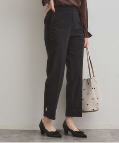 Couture Brooch / クチュールブローチ ショート・ハーフ・半端丈パンツ | 【通勤・美脚見え・あったか】裏起毛パール調スカラ裾デザインパンツ