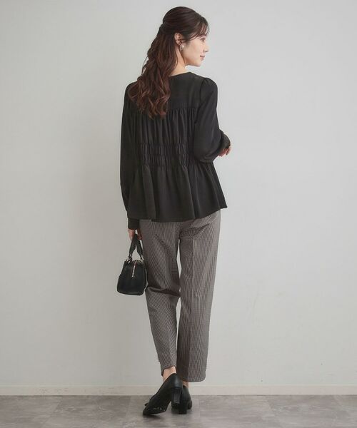 Couture Brooch / クチュールブローチ ショート・ハーフ・半端丈パンツ | 【通勤・美脚見え・あったか】裏起毛パール調スカラ裾デザインパンツ | 詳細13