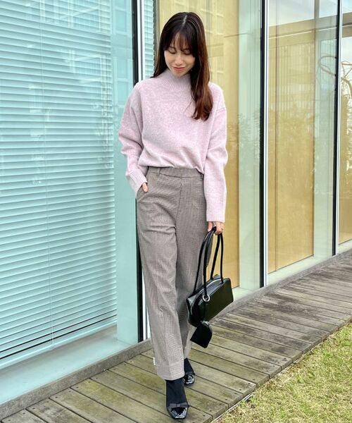 Couture Brooch / クチュールブローチ ショート・ハーフ・半端丈パンツ | 【通勤・美脚見え・あったか】裏起毛パール調スカラ裾デザインパンツ | 詳細17