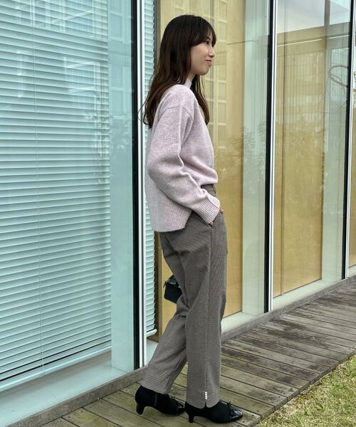 Couture Brooch / クチュールブローチ ショート・ハーフ・半端丈パンツ | 【通勤・美脚見え・あったか】裏起毛パール調スカラ裾デザインパンツ | 詳細18