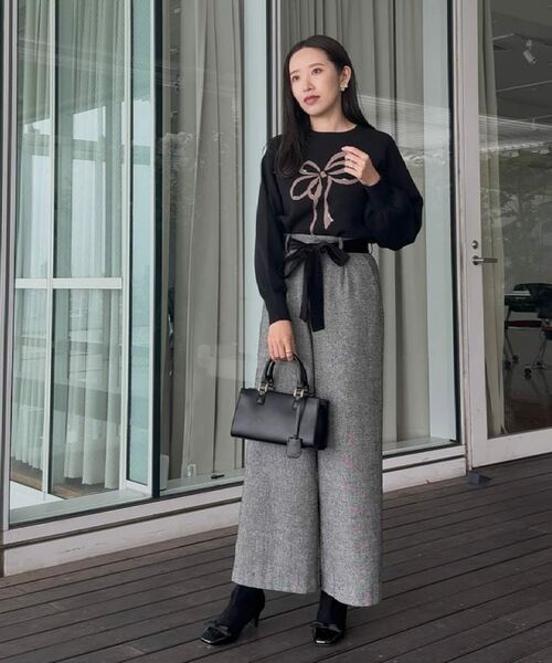 Couture Brooch / クチュールブローチ パンツ | 【上品華やか・通勤】ラメツイード ワイドパンツ | 詳細10