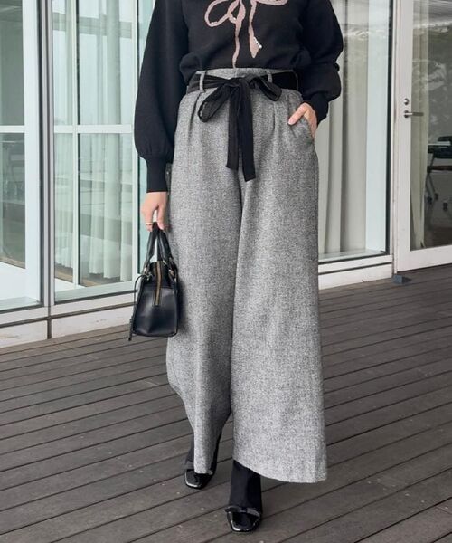 Couture Brooch / クチュールブローチ パンツ | 【上品華やか・通勤】ラメツイード ワイドパンツ | 詳細13