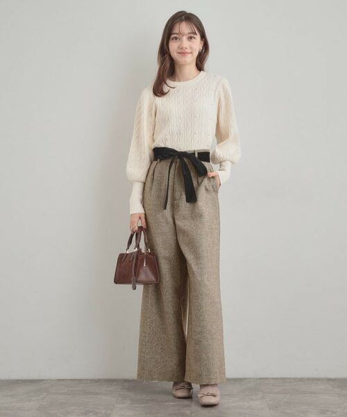 Couture Brooch / クチュールブローチ パンツ | 【上品華やか・通勤】ラメツイード ワイドパンツ | 詳細14