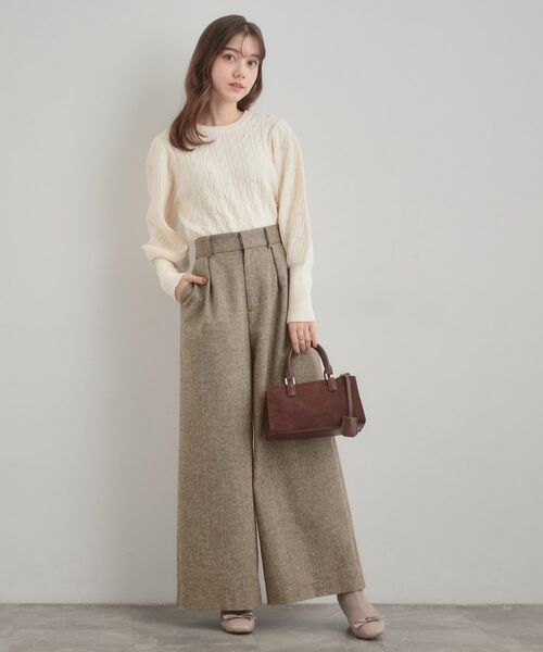 Couture Brooch / クチュールブローチ パンツ | 【上品華やか・通勤】ラメツイード ワイドパンツ | 詳細17