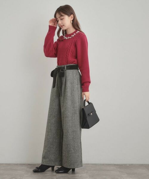 Couture Brooch / クチュールブローチ パンツ | 【上品華やか・通勤】ラメツイード ワイドパンツ | 詳細2