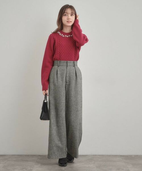 Couture Brooch / クチュールブローチ パンツ | 【上品華やか・通勤】ラメツイード ワイドパンツ | 詳細4