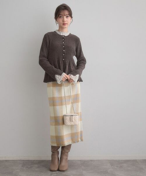 Couture Brooch / クチュールブローチ スカート | 起毛チェックIラインスカート | 詳細11