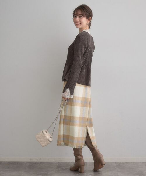 Couture Brooch / クチュールブローチ スカート | 起毛チェックIラインスカート | 詳細12