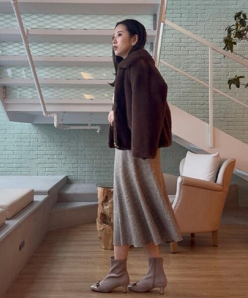 Couture Brooch / クチュールブローチ スカート | 【クラシカル・パッと目を惹く】ラメ千鳥 マーメイド フレアスカート | 詳細24