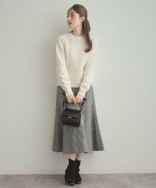 Couture Brooch / クチュールブローチ スカート | 【クラシカル・パッと目を惹く】ラメ千鳥 マーメイド フレアスカート | 詳細8