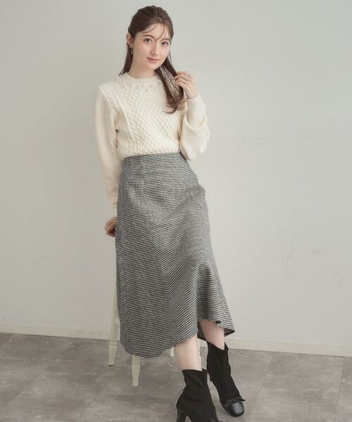 Couture Brooch / クチュールブローチ スカート | 【クラシカル・パッと目を惹く】ラメ千鳥 マーメイド フレアスカート | 詳細9