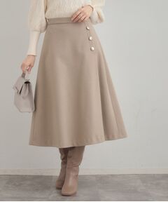 Couture Brooch / クチュールブローチ スカート | 【通勤/金ボタン】フェイクウール ポンチスカート
