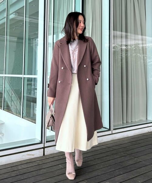 Couture Brooch / クチュールブローチ スカート | 【通勤/金ボタン】フェイクウール ポンチスカート | 詳細10