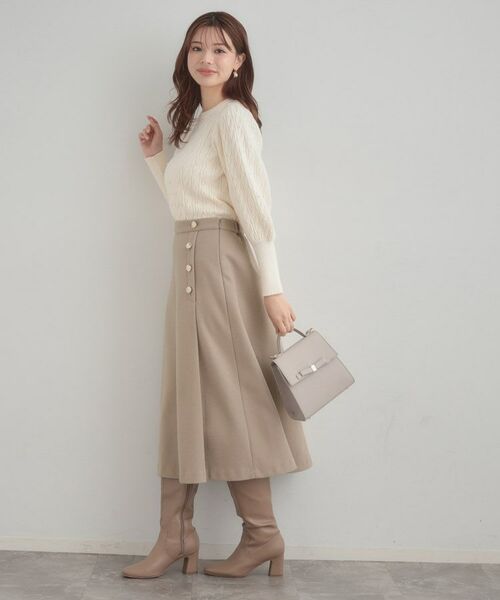 Couture Brooch / クチュールブローチ スカート | 【通勤/金ボタン】フェイクウール ポンチスカート | 詳細15