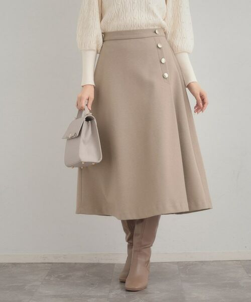 Couture Brooch / クチュールブローチ スカート | 【通勤/金ボタン】フェイクウール ポンチスカート | 詳細17