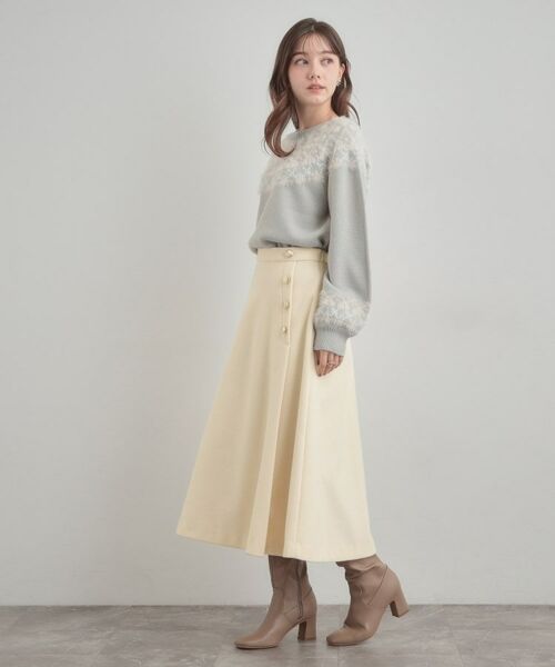Couture Brooch / クチュールブローチ スカート | 【通勤/金ボタン】フェイクウール ポンチスカート | 詳細2