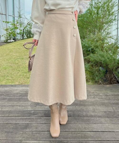 Couture Brooch / クチュールブローチ スカート | 【通勤/金ボタン】フェイクウール ポンチスカート | 詳細23
