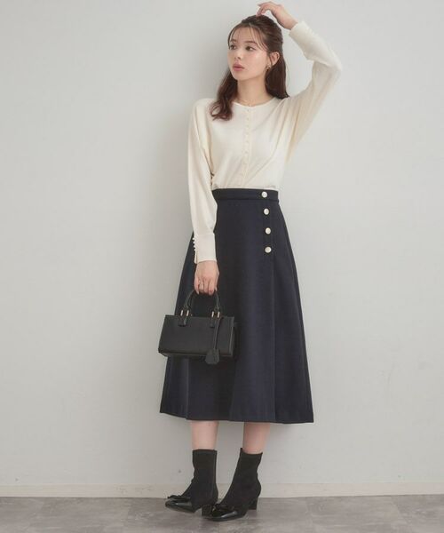 Couture Brooch / クチュールブローチ スカート | 【通勤/金ボタン】フェイクウール ポンチスカート | 詳細24