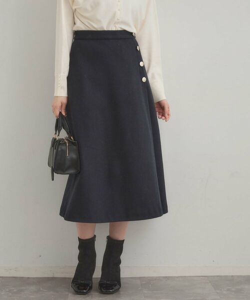 Couture Brooch / クチュールブローチ スカート | 【通勤/金ボタン】フェイクウール ポンチスカート | 詳細27