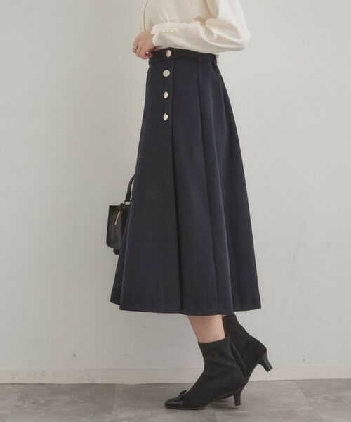 Couture Brooch / クチュールブローチ スカート | 【通勤/金ボタン】フェイクウール ポンチスカート | 詳細28