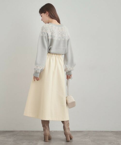 Couture Brooch / クチュールブローチ スカート | 【通勤/金ボタン】フェイクウール ポンチスカート | 詳細3