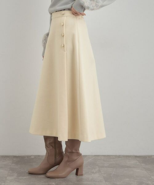Couture Brooch / クチュールブローチ スカート | 【通勤/金ボタン】フェイクウール ポンチスカート | 詳細5
