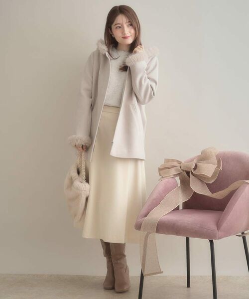 Couture Brooch / クチュールブローチ スカート | 【通勤/金ボタン】フェイクウール ポンチスカート | 詳細8