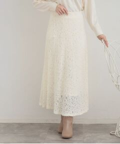 Couture Brooch / クチュールブローチ ロング・マキシ丈スカート | 起毛フラワーレーススカート
