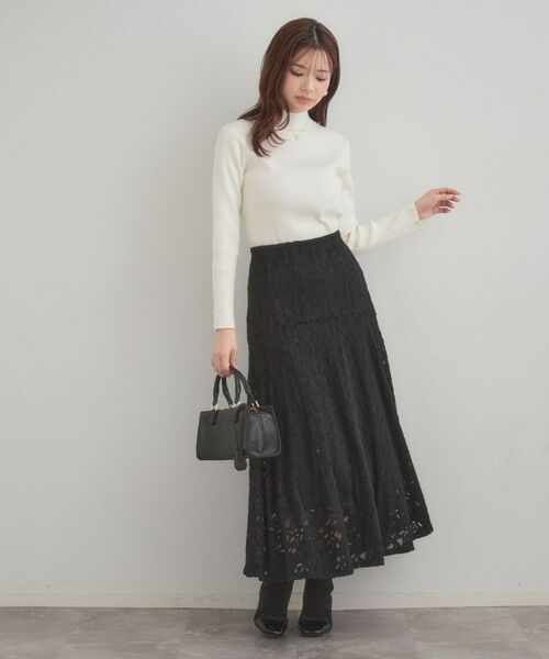 Couture Brooch / クチュールブローチ ロング・マキシ丈スカート | 起毛フラワーレーススカート | 詳細11